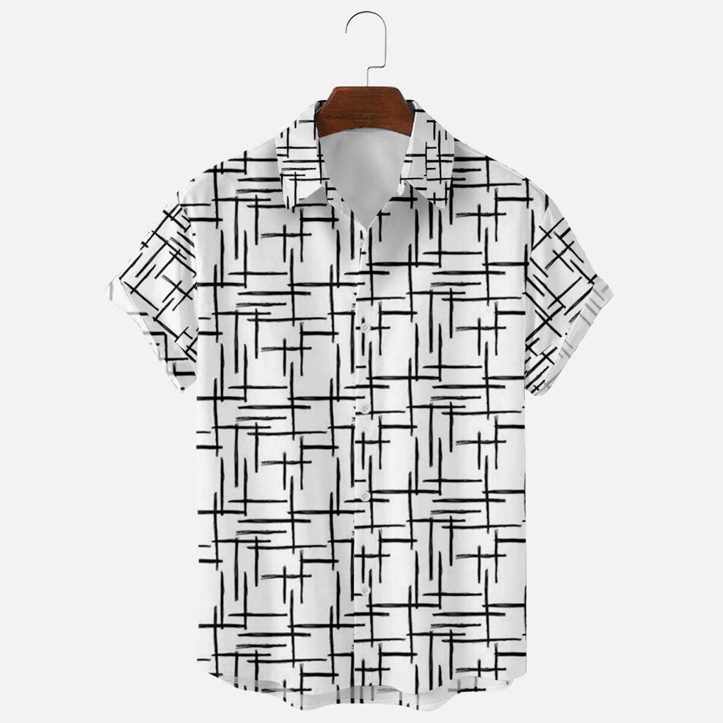 White Shirt With Black Patterns