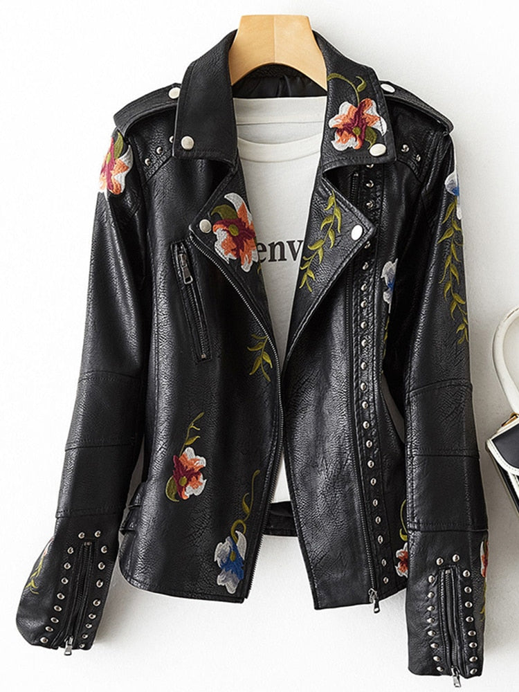 Retro Floral Biker Jacket