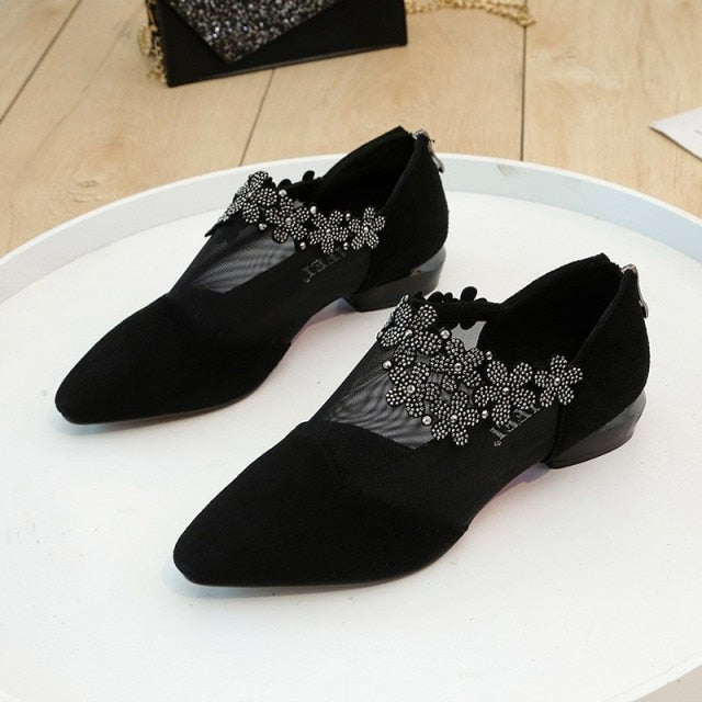 Flowers Black Shoes